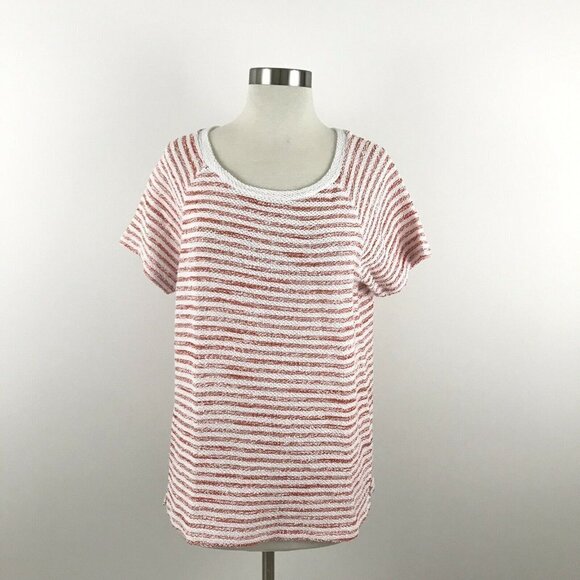 Liz Claiborne Weekend Top Women Medium Orange White Knit - Picture 1 of 5